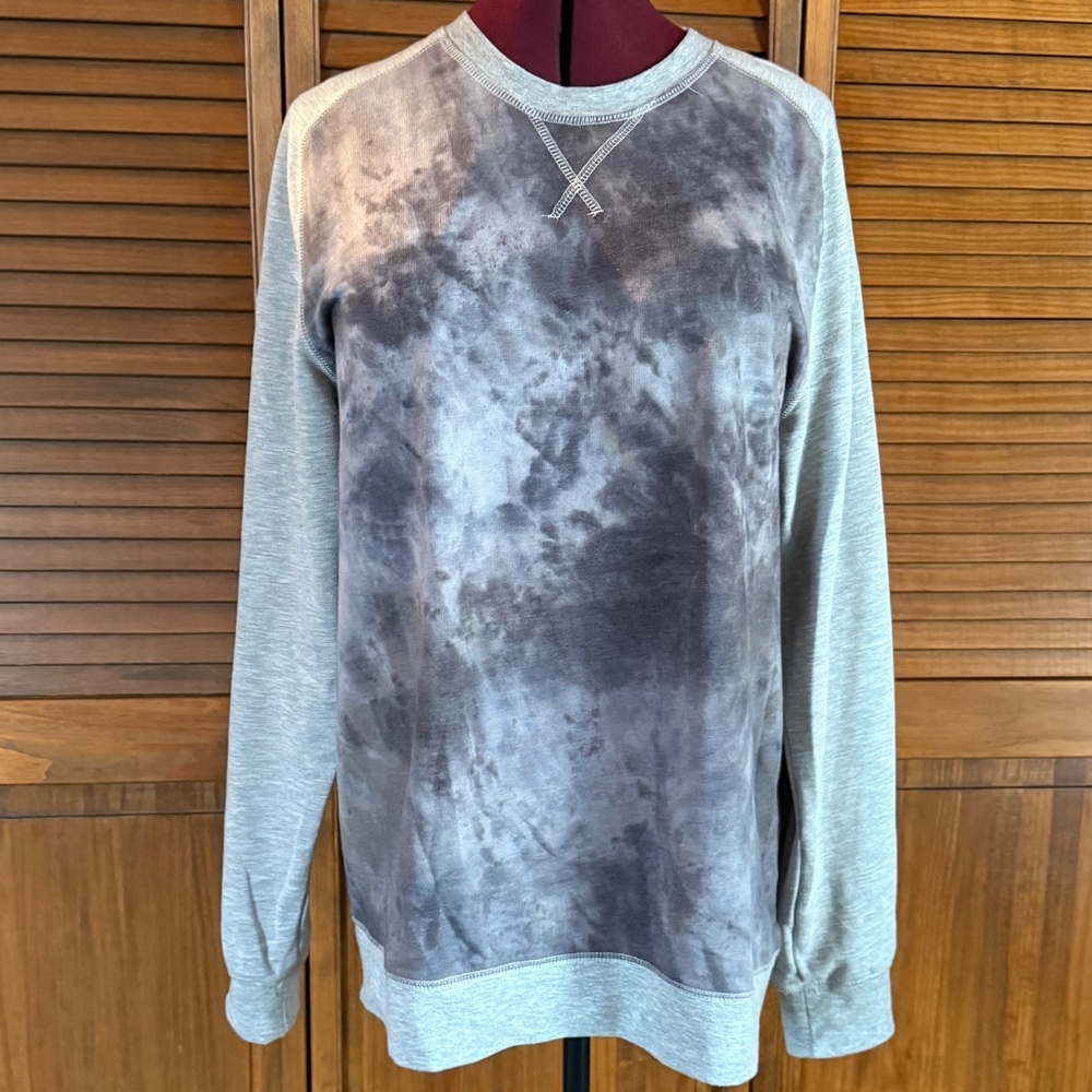Retrofit unisex Gray Tie-Dye Raglan Crew Sweatshirt XL